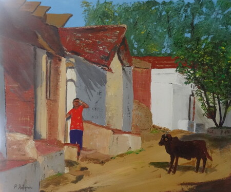 Dans un Village du Rajasthan 55x46